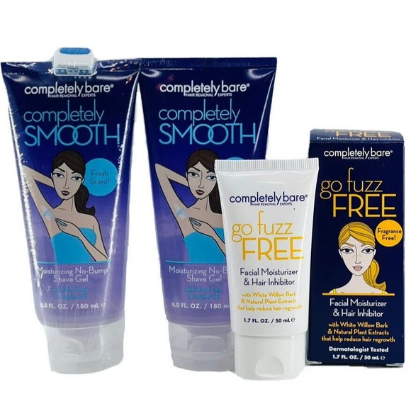 Completely Bare No-Bump Shave Gel Legs Bikini X2 PLUS Hair Inhibitor &Free Razor - Picture 1 of 14